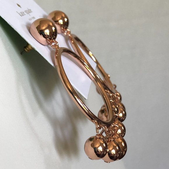 KATE SPADE Rose Gold Plated Ball Bauble Drop Hoop Earrings - Picture 3 of 4